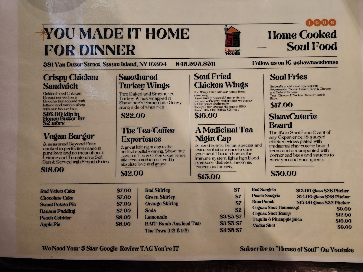 Menu Shaw-Nae’S House-2